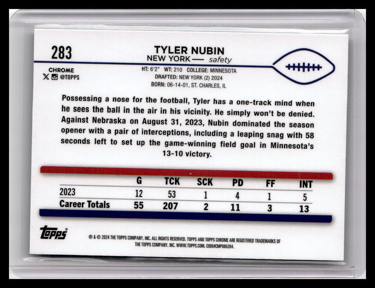 2024 Topps Chrome #283 Tyler Nubin