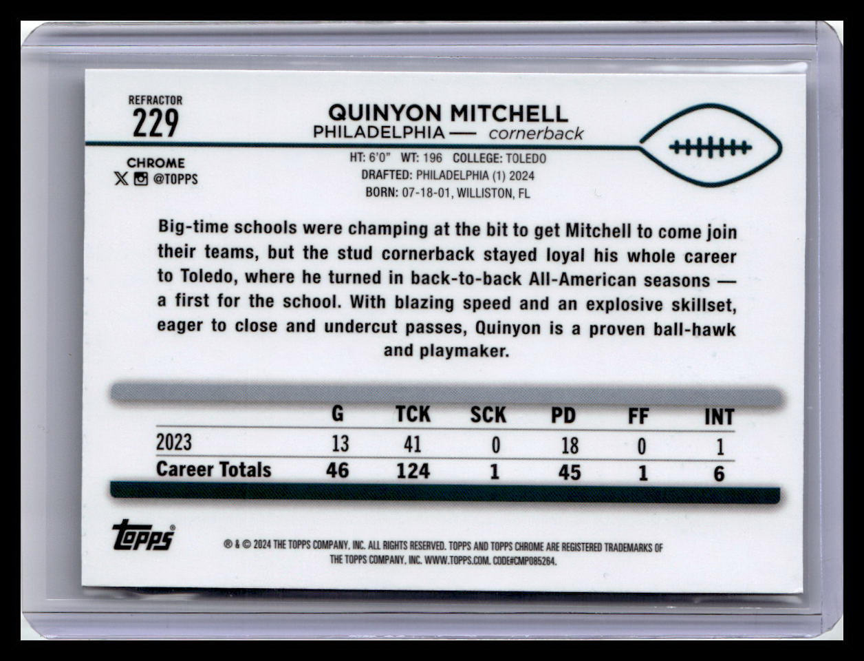 2024 Topps Chrome #229 Quinyon Mitchell