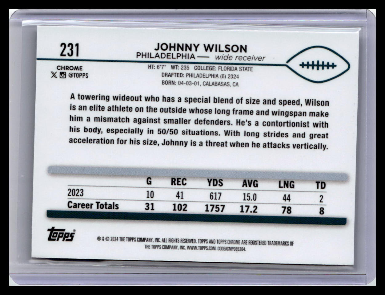 2024 Topps Chrome #231 Johnny Wilson
