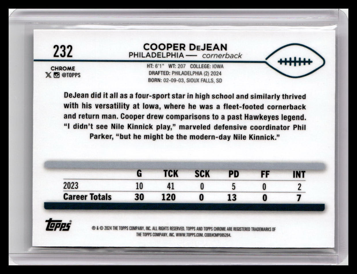 2024 Topps Chrome #232 Cooper DeJean