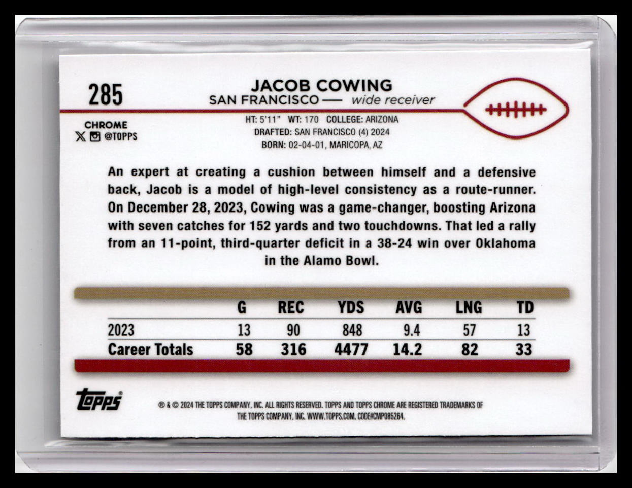 2024 Topps Chrome #285 Jacob Cowing