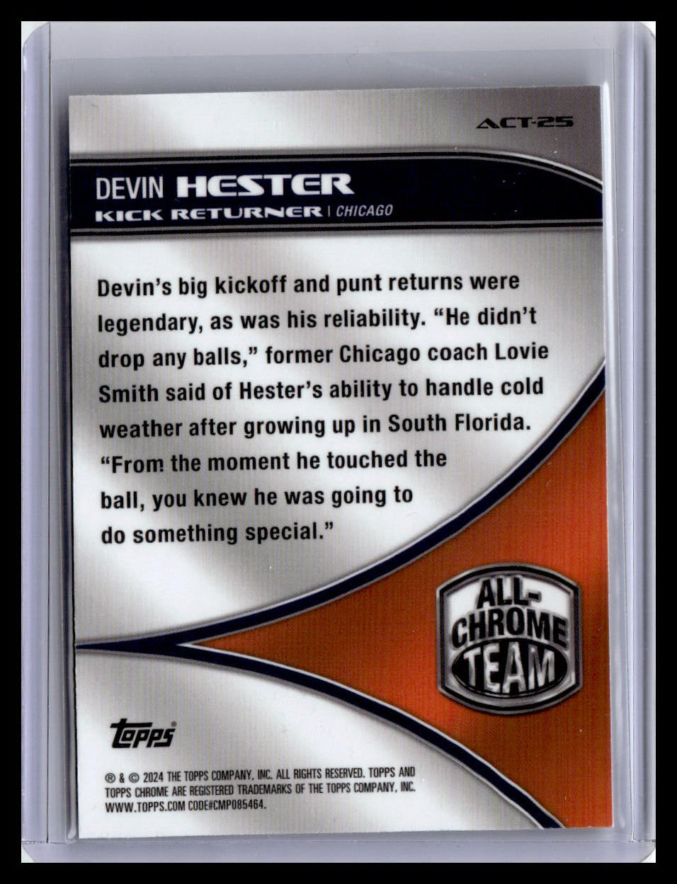 2024 Topps Chrome #ACT-25 Devin Hester All-Chrome Team X-Fractor