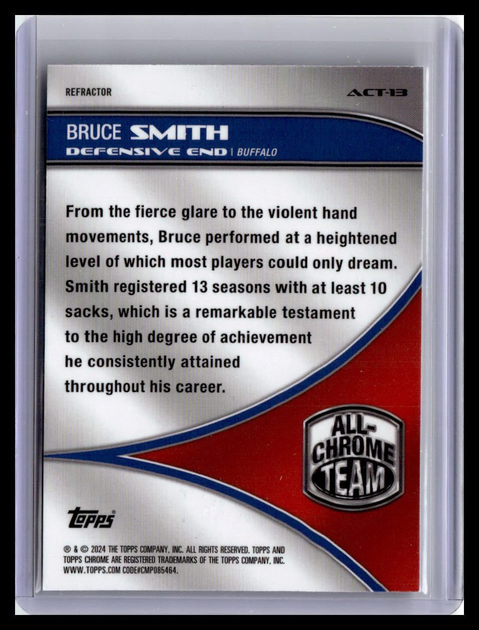 2024 Topps Chrome #ACT-13 Bruce Smith All-Chrome Team Refractor