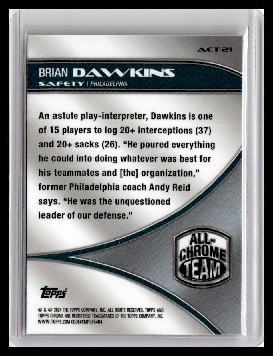 2024 Topps Chrome #ACT-21 Brian Dawkins All-Chrome Team