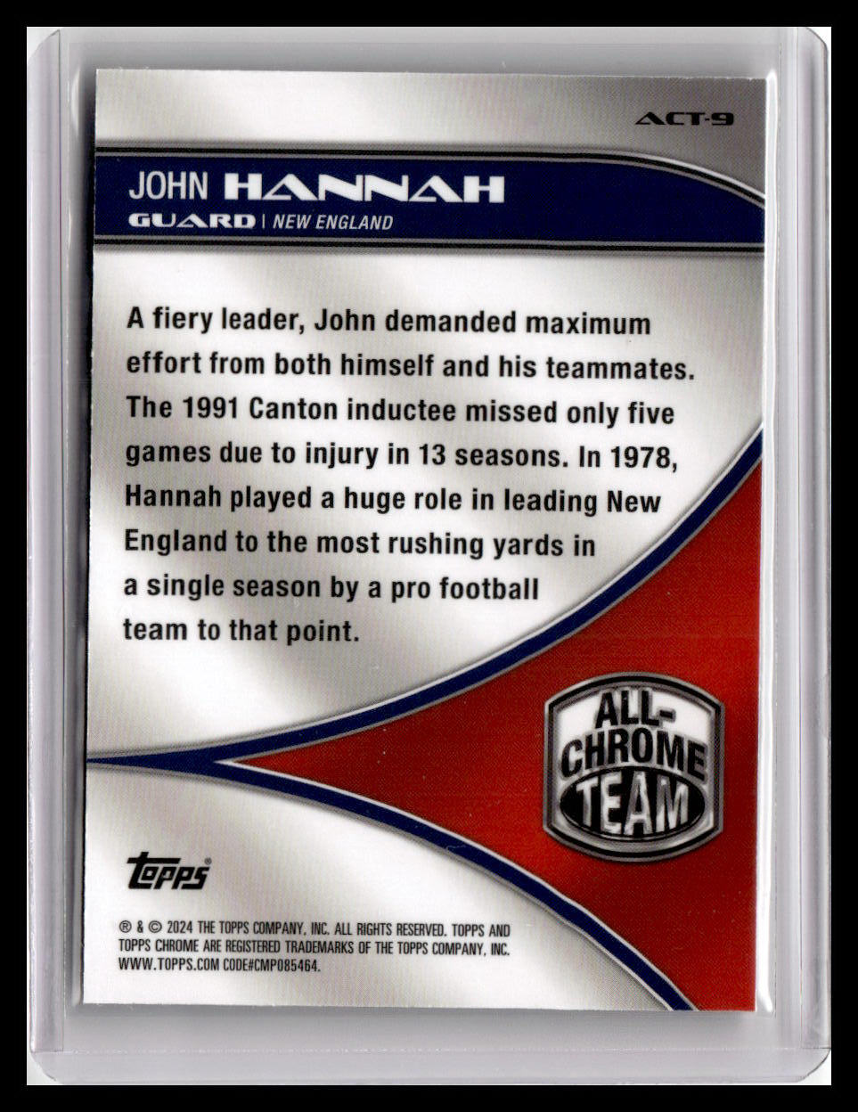 2024 Topps Chrome #ACT-9 John Hannah All-Chrome Team