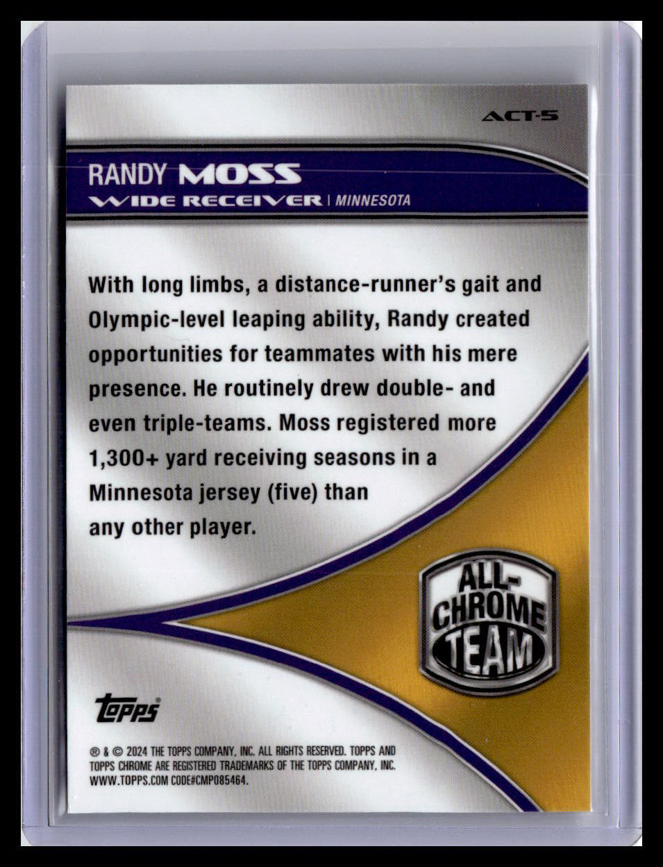 2024 Topps Chrome #ACT-5 Randy Moss All-Chrome Team Refractor