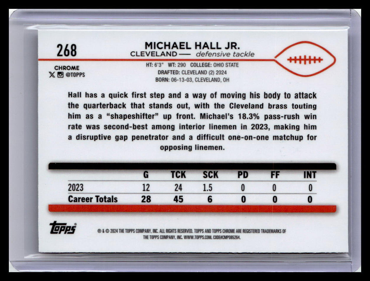 2024 Topps Chrome #268 Michael Hall Jr. Pink Refractor