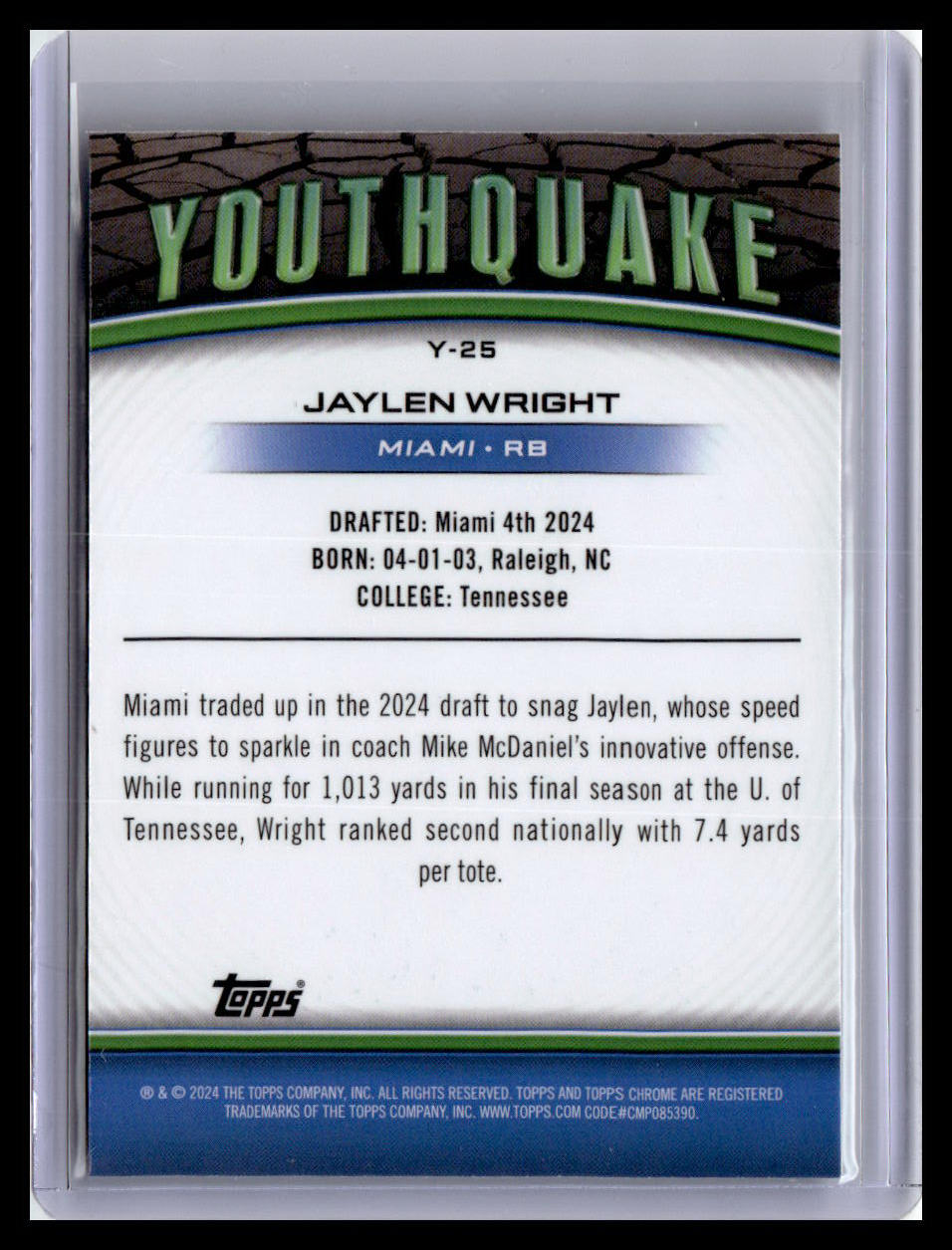 2024 Topps Chrome #Y-25 Jaylen Wright Youthquake