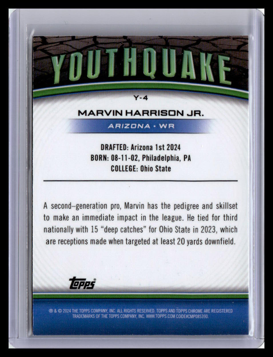 2024 Topps Chrome #Y-4 Marvin Harrison Jr. Youthquake