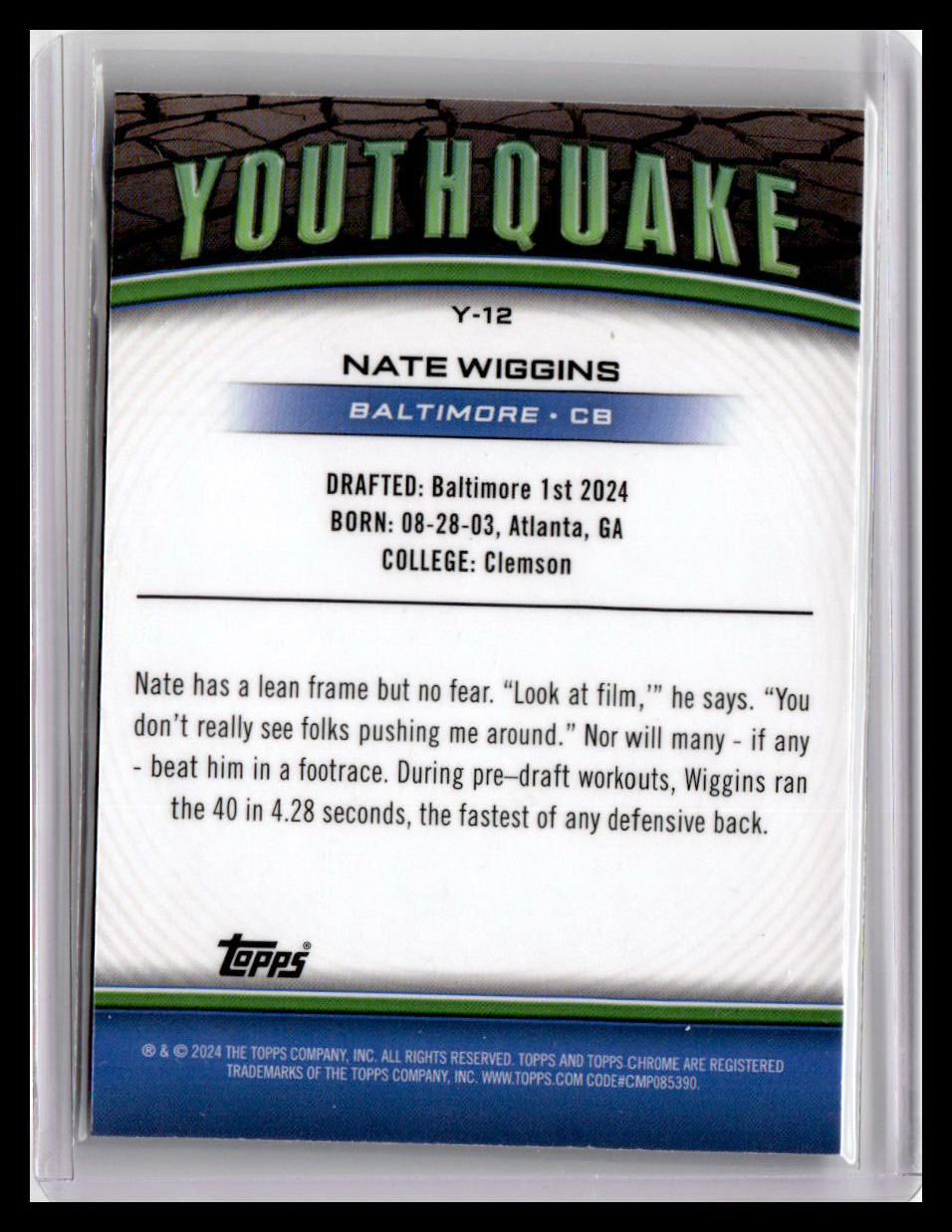 2024 Topps Chrome #Y-12 Nate Wiggins Youthquake