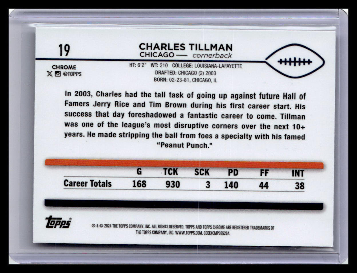 2024 Topps Chrome #19 Charles Tillman Sepia Refractor