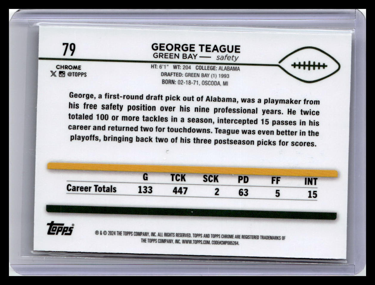 2024 Topps Chrome #79 George Teague Sepia Refractor