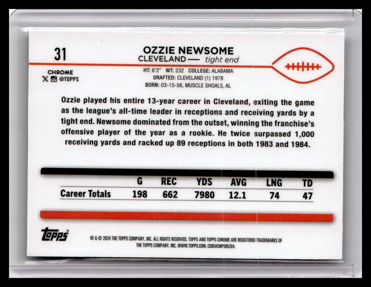 2024 Topps Chrome #31 Ozzie Newsome Prism Refractor