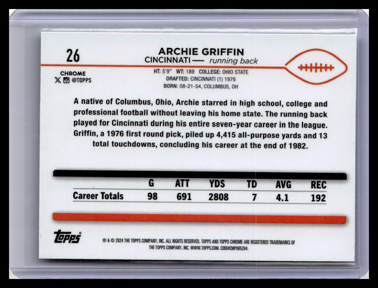 2024 Topps Chrome #26 Archie Griffin Prism Refractor