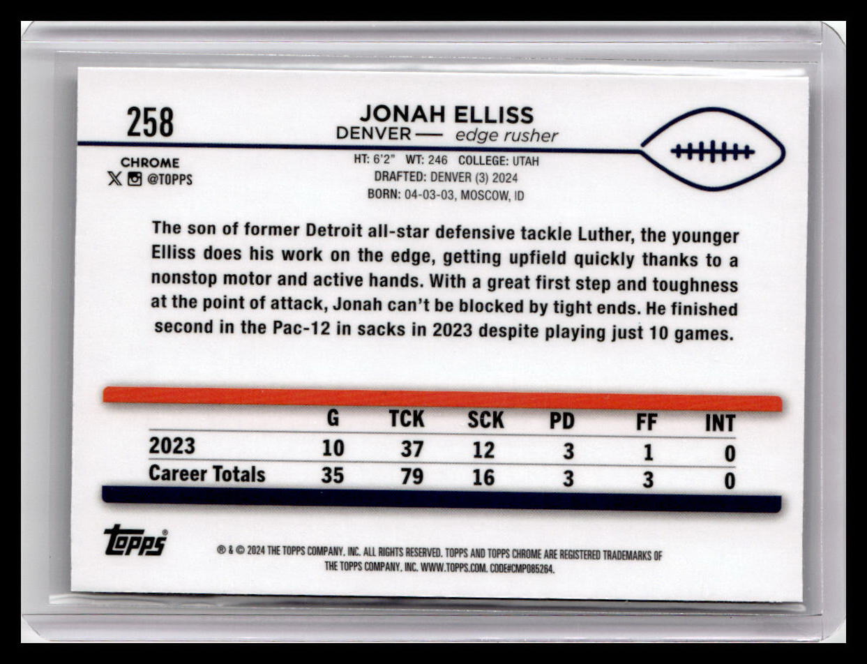 2024 Topps Chrome #258 Jonah Elliss Prism Refractor