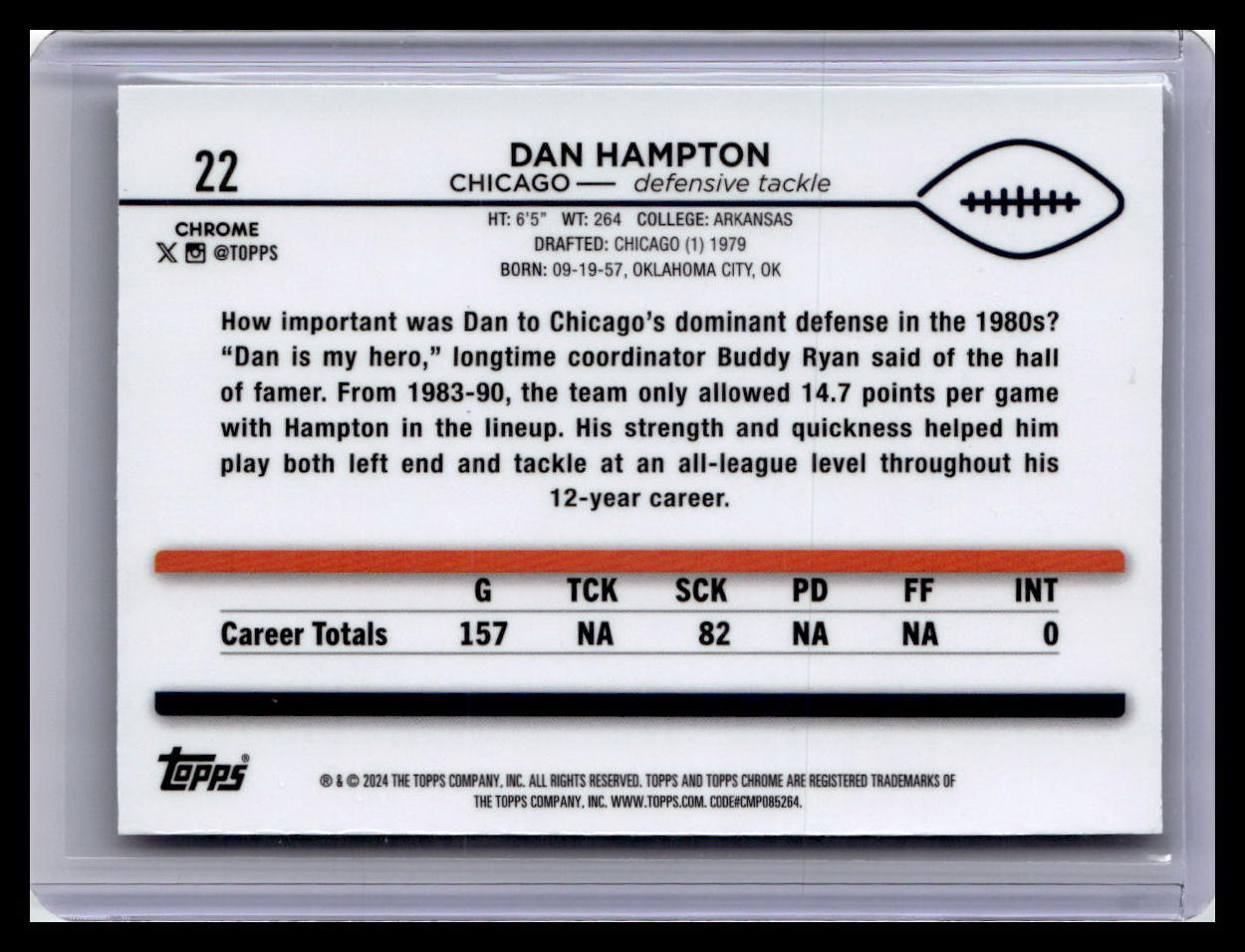 2024 Topps Chrome #22 Dan Hampton Prism Refractor