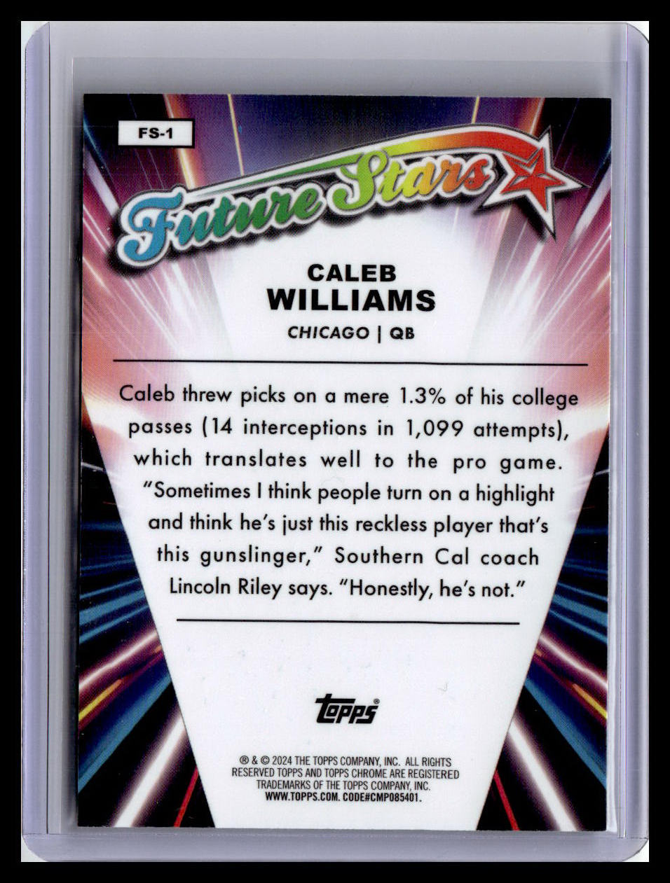 2024 Topps Chrome #FS-1 Caleb Williams Future Stars