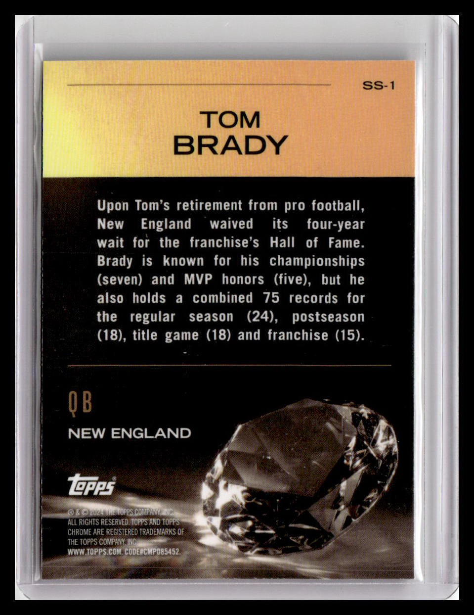 2024 Topps Chrome #SS-1 Tom Brady Sunday Swag Pink Refractor