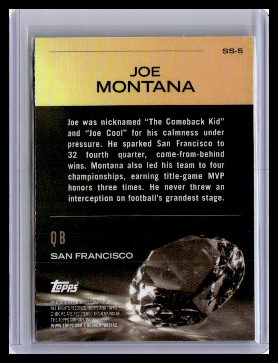 2024 Topps Chrome #SS-5 Joe Montana Sunday Swag