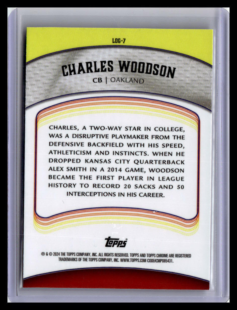 2024 Topps Chrome #LOG-7 Charles Woodson Legends of the Gridiron Refractor
