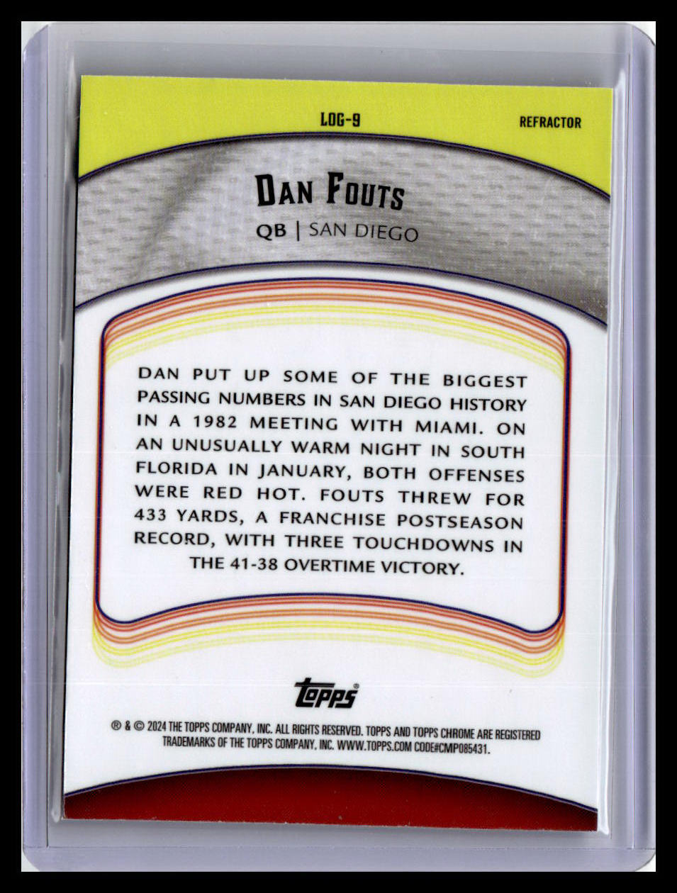 2024 Topps Chrome #LOG-9 Dan Fouts Legends of the Gridiron