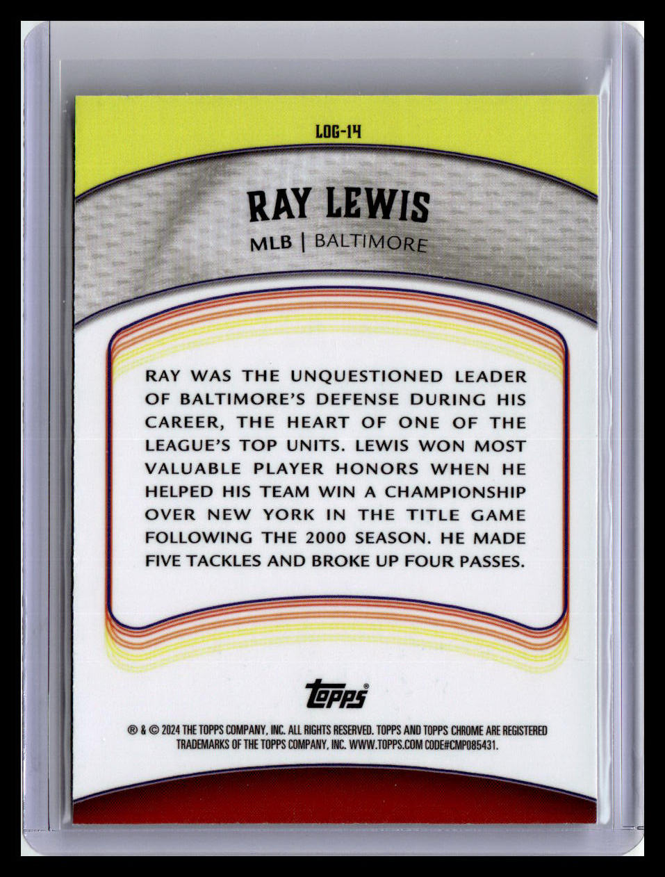 2024 Topps Chrome #LOG-14 Ray Lewis Legends of the Gridiron