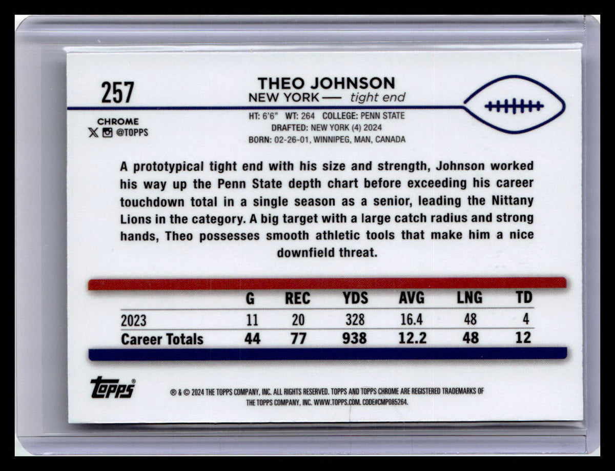 2024 Topps Chrome #257 Theo Johnson X-Fractor
