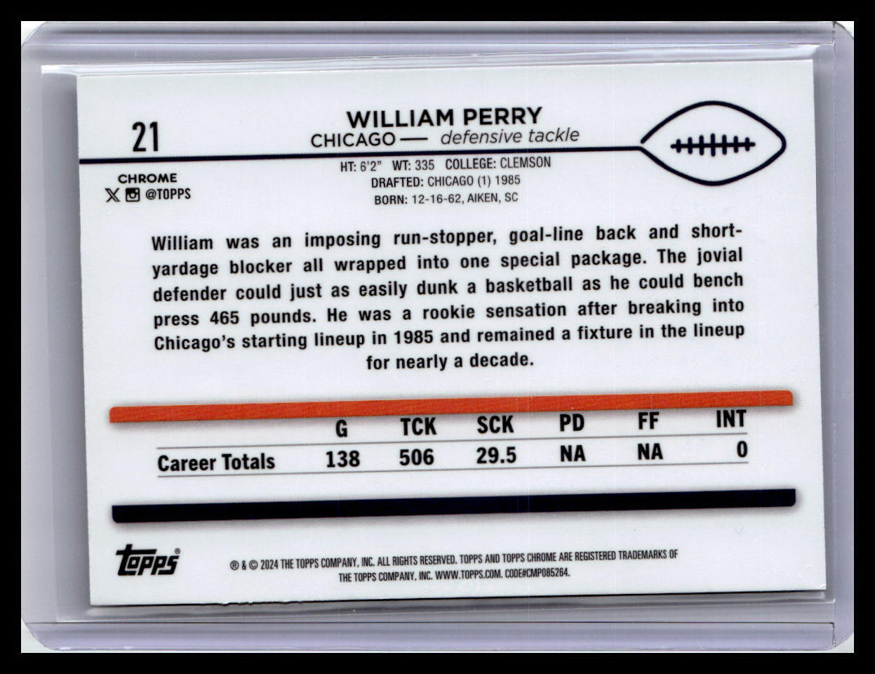2024 Topps Chrome #21 William Perry X-Fractor