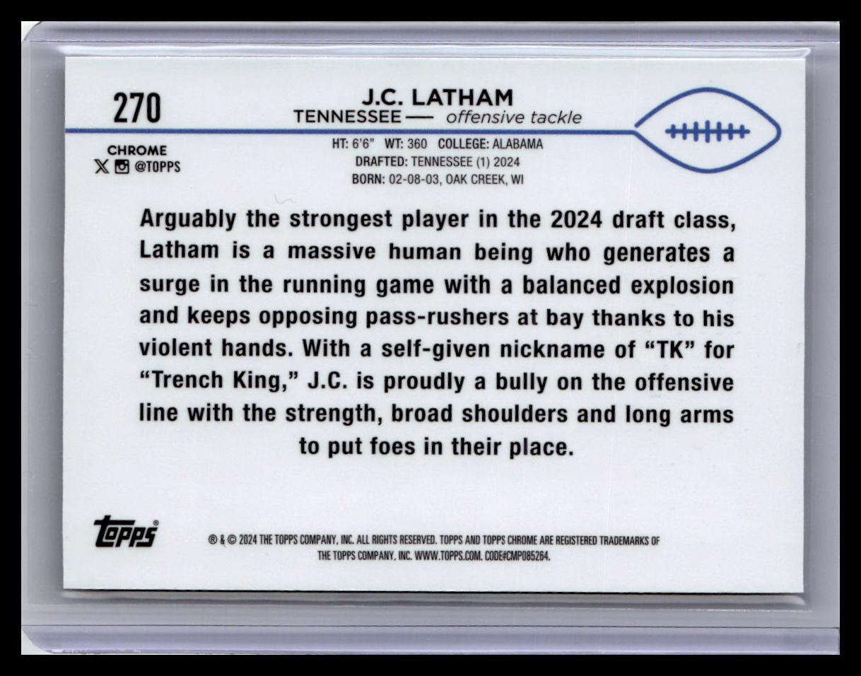 2024 Topps Chrome #270 J.C. Latham X-Fractor