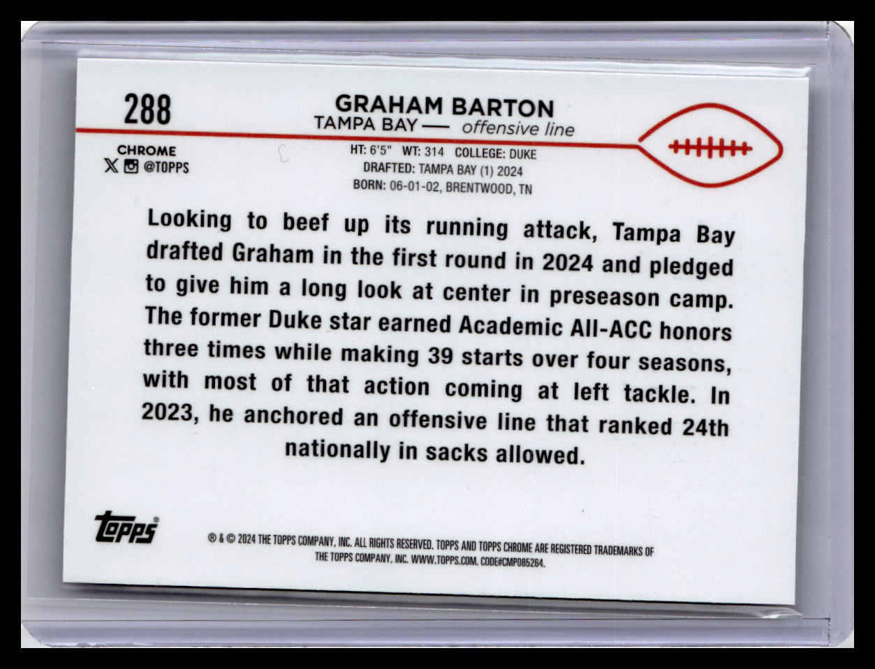 2024 Topps Chrome #288 Graham Barton X-Fractor