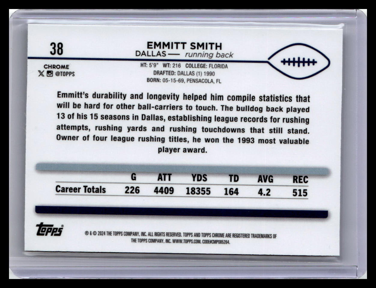 2024 Topps Chrome #38 Emmitt Smith X-Fractor
