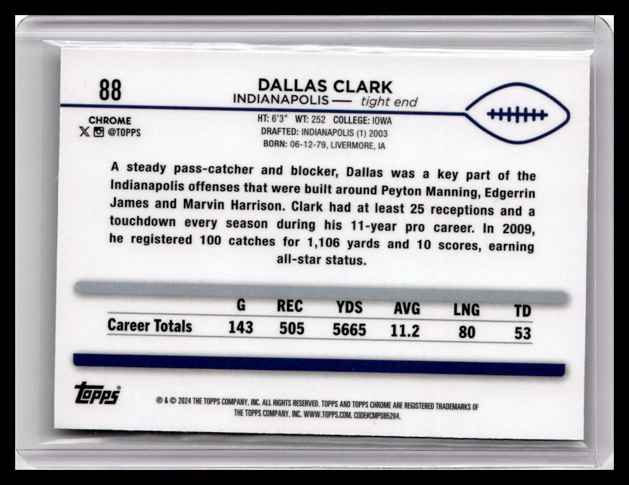 2024 Topps Chrome #88 Dallas Clark X-Fractor