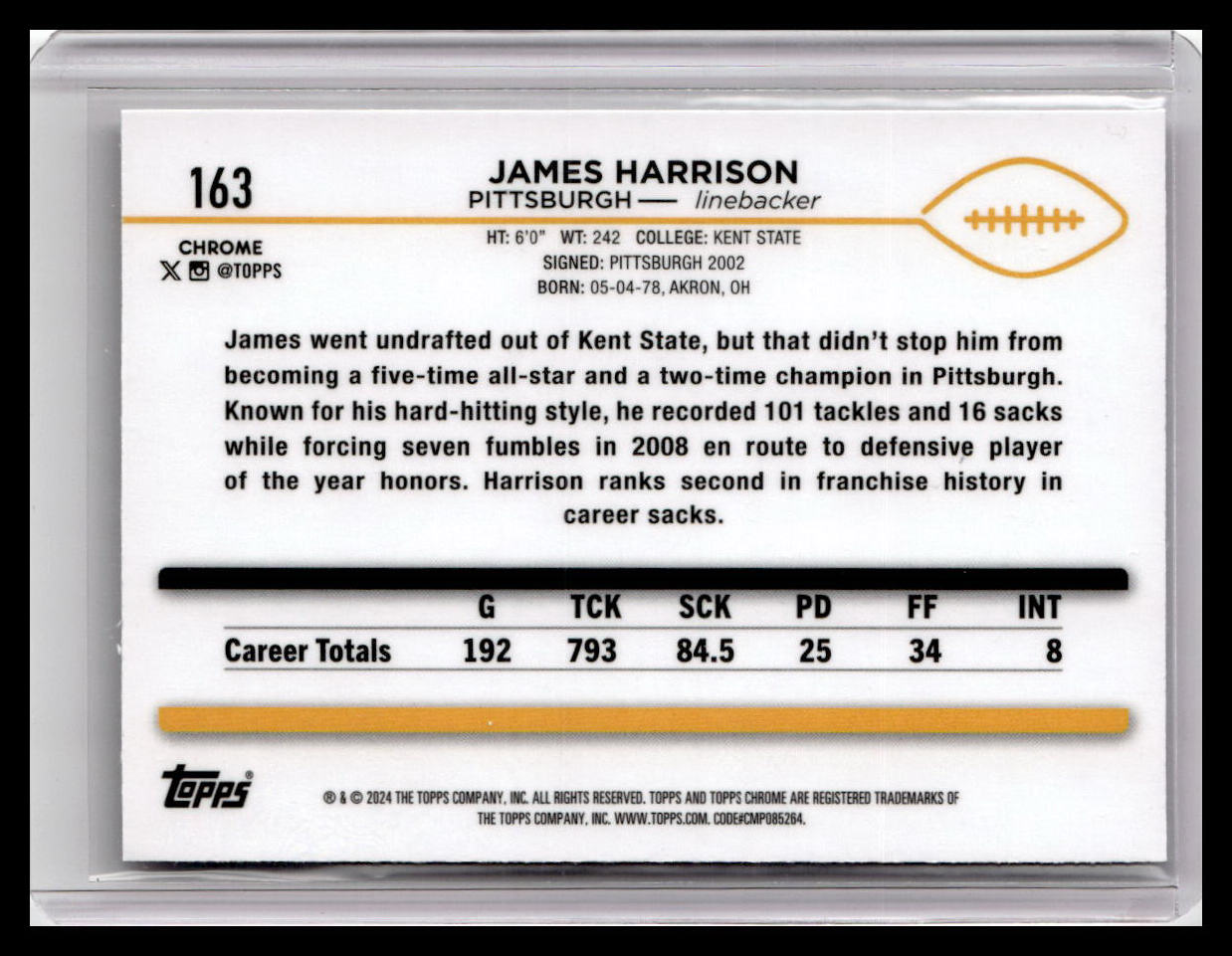 2024 Topps Chrome #163 James Harrison X-Fractor