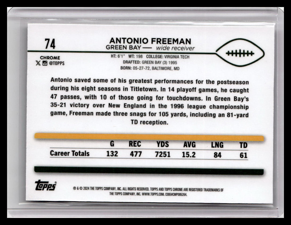 2024 Topps Chrome #74 Antonio Freeman X-Fractor