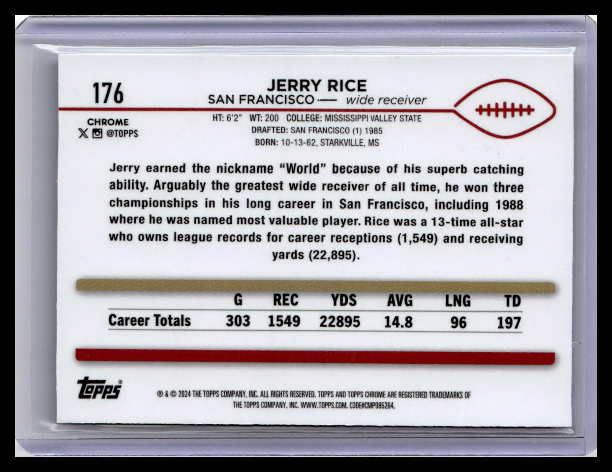 2024 Topps Chrome #176 Jerry Rice X-Fractor