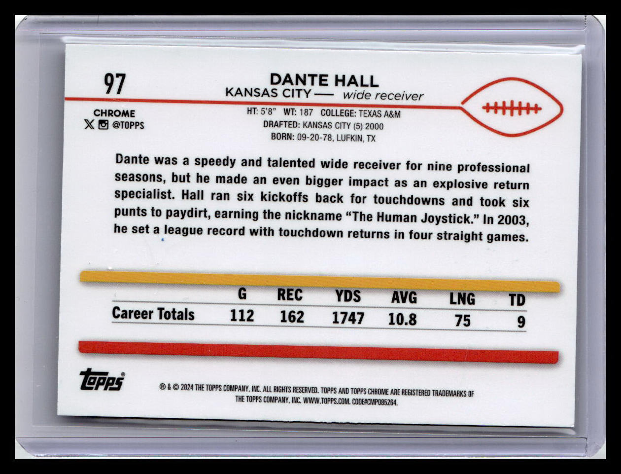 2024 Topps Chrome #97 Dante Hall X-Fractor