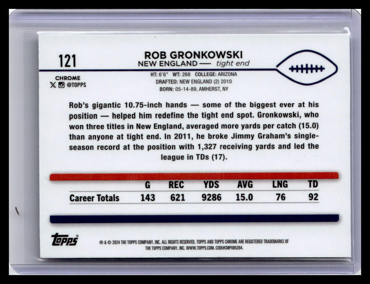 2024 Topps Chrome #121 Rob Gronkowski X-Fractor