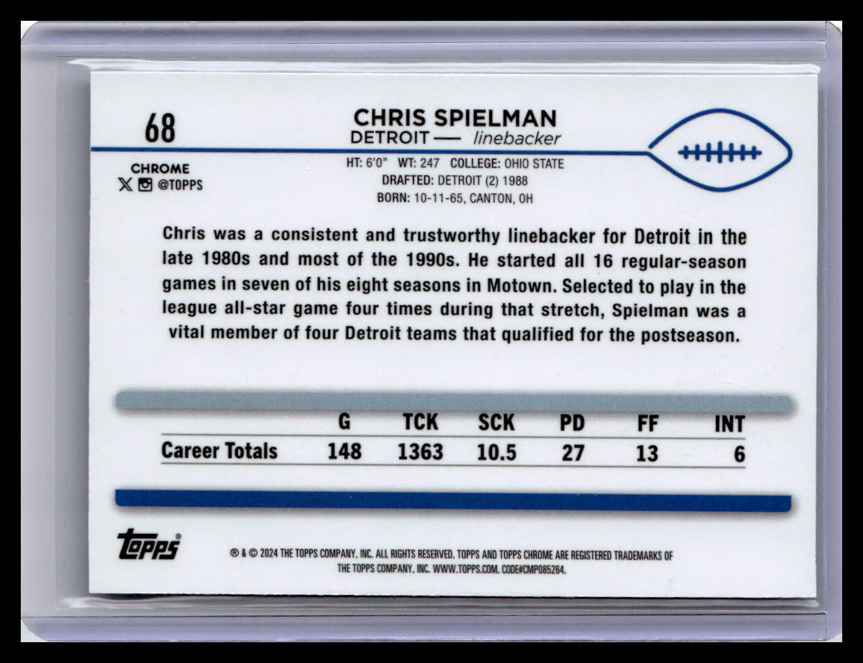 2024 Topps Chrome #68 Chris Spielman X-Fractor