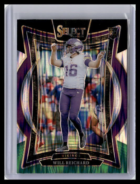 2024 Panini Select #21 Will Reichard Black & Green Prizm Shock