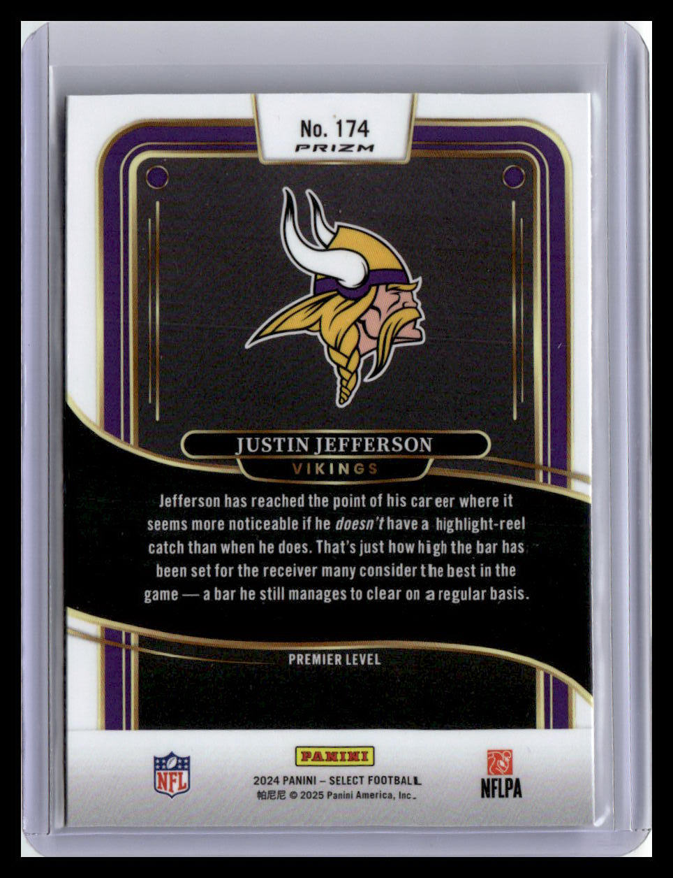 2024 Panini Select #174 Justin Jefferson Black & Green Prizm Shock