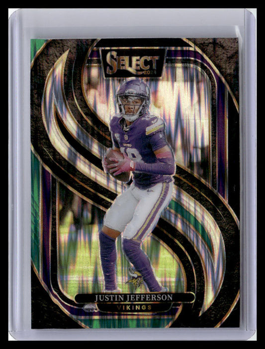 2024 Panini Select #174 Justin Jefferson Black & Green Prizm Shock