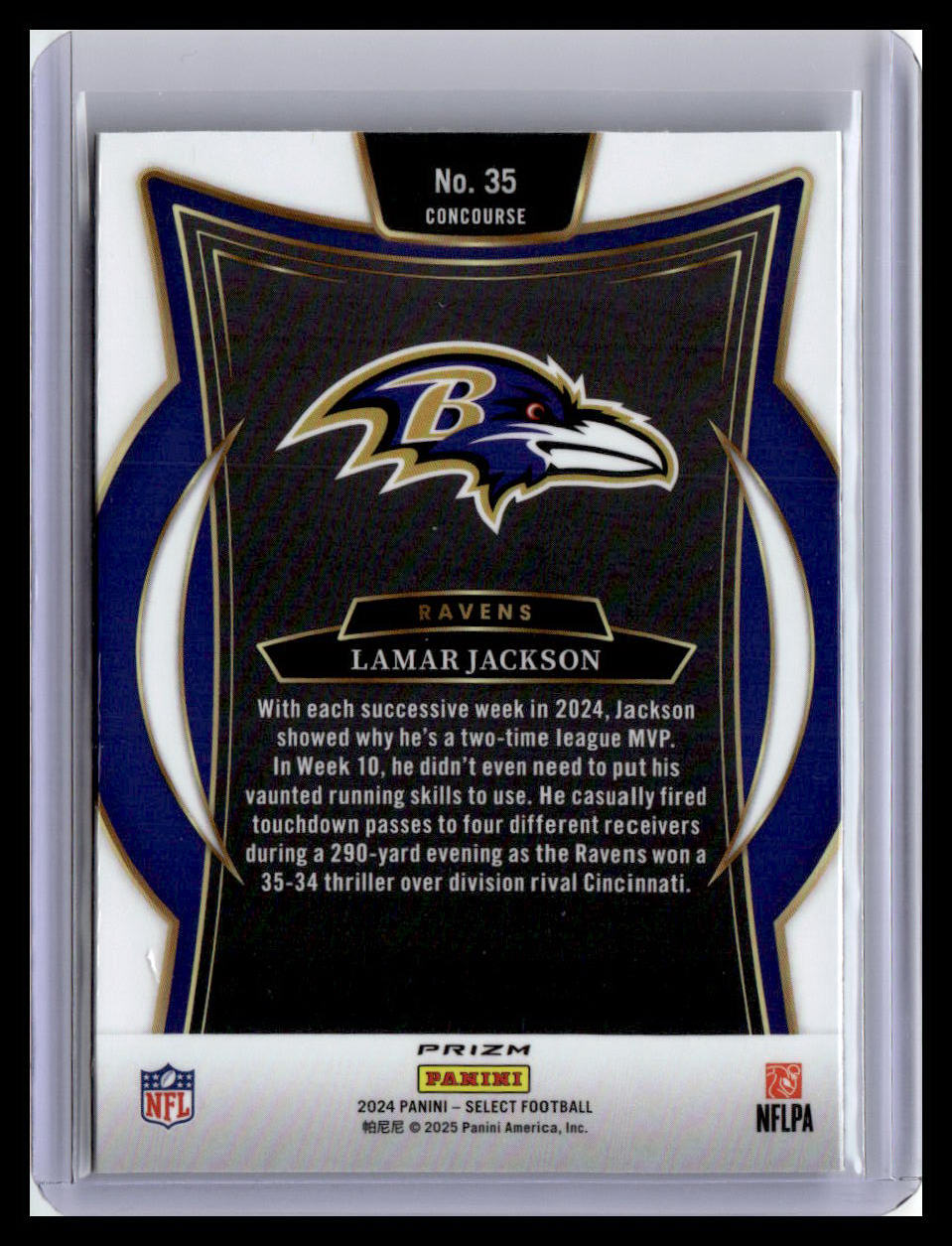 2024 Panini Select #35 Lamar Jackson Black & Green Prizm Shock
