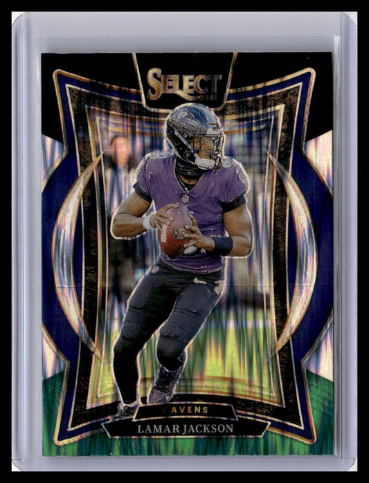 2024 Panini Select #35 Lamar Jackson Black & Green Prizm Shock