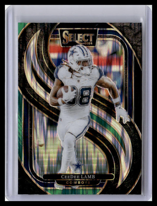 2024 Panini Select #135 CeeDee Lamb Black & Green Prizm Shock