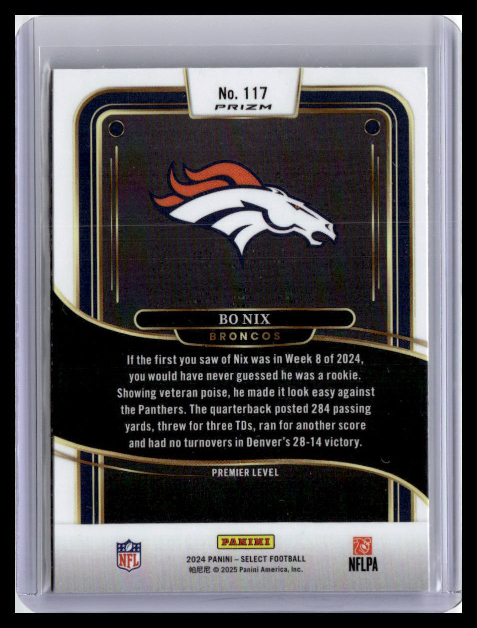 2024 Panini Select #117 Bo Nix Black & Green Prizm Shock