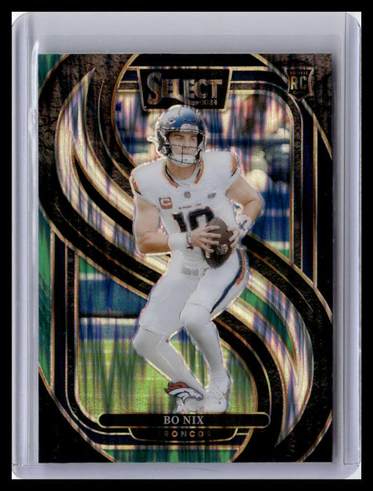 2024 Panini Select #117 Bo Nix Black & Green Prizm Shock