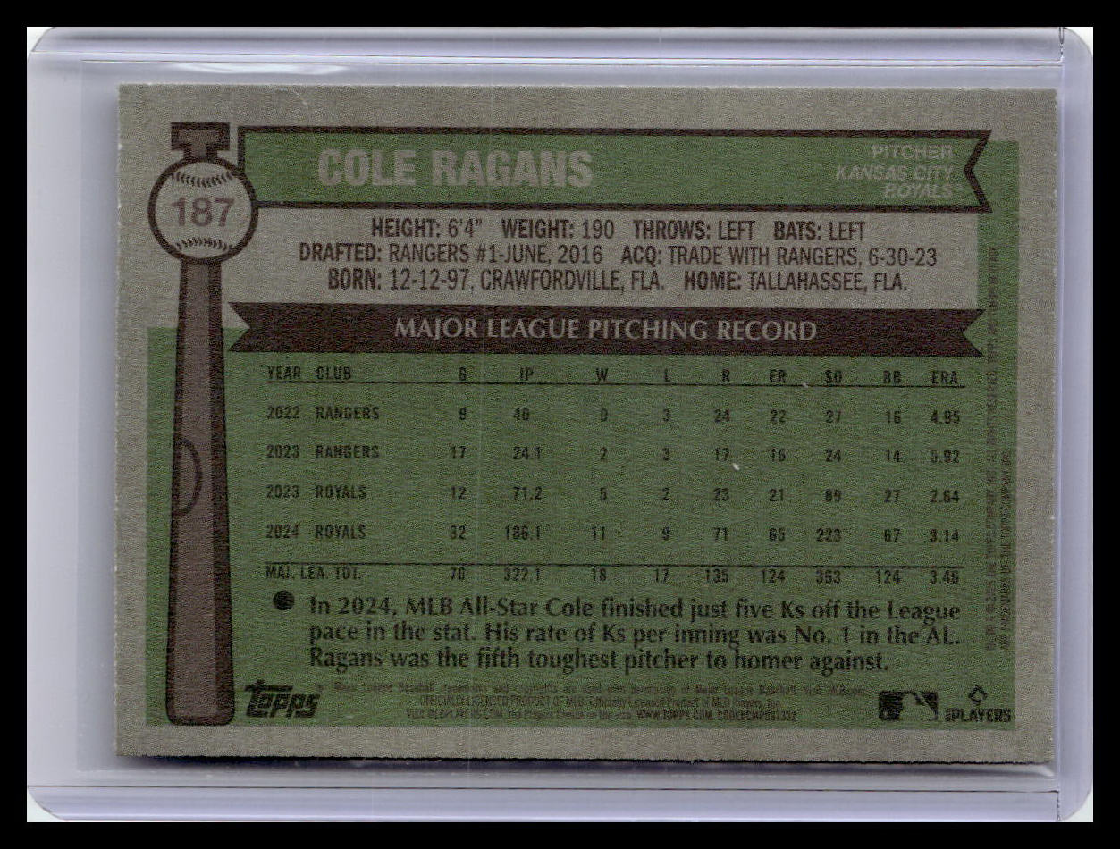 2025 Topps Heritage #187 Cole Ragans