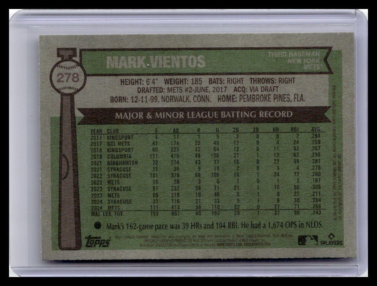 2025 Topps Heritage #278 Mark Vientos