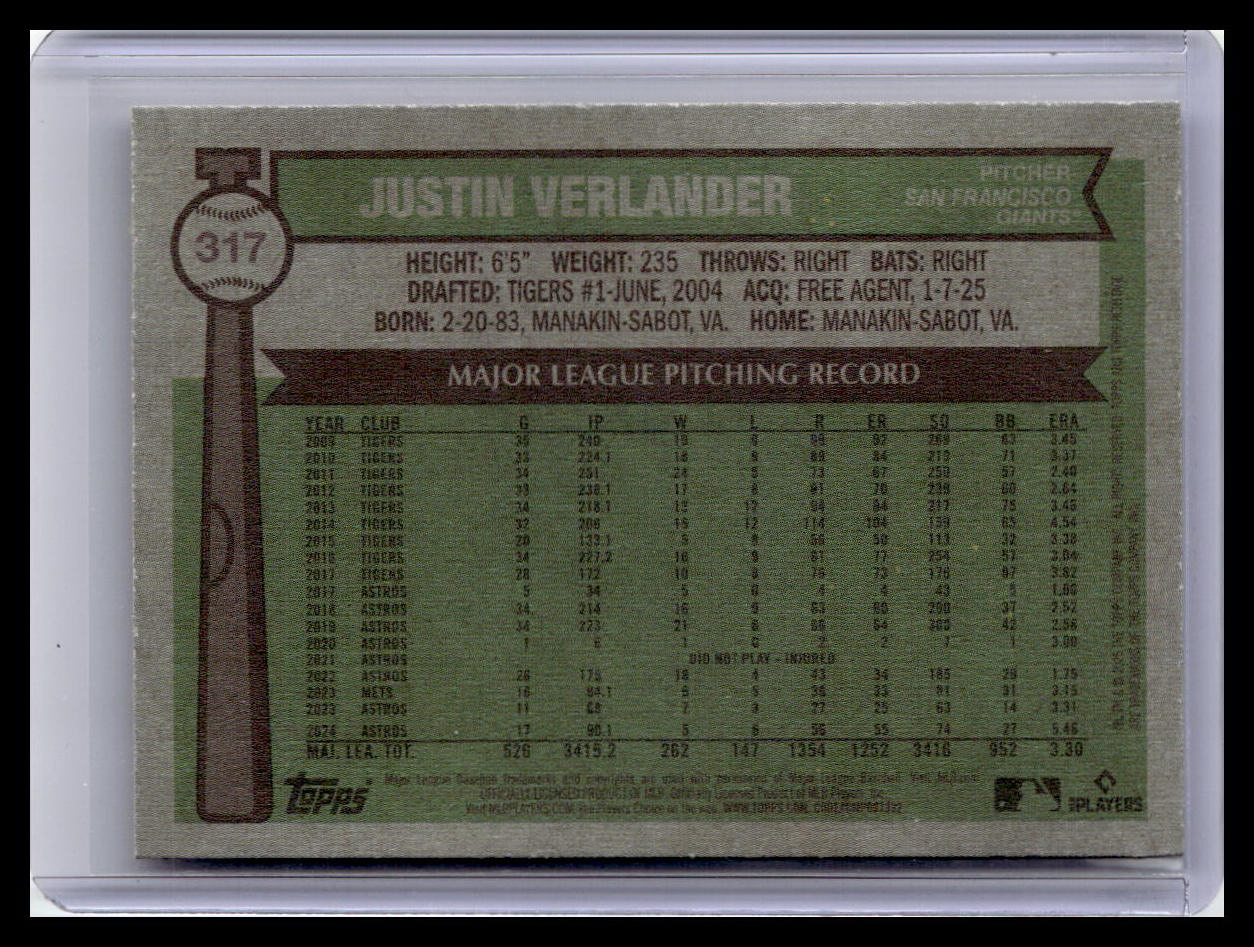 2025 Topps Heritage #317 Justin Verlander