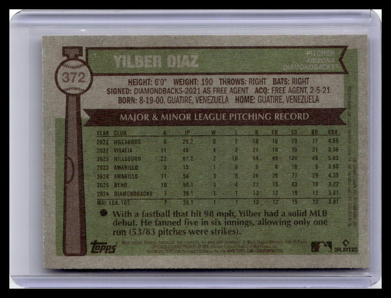 2025 Topps Heritage #372 Yilber Diaz